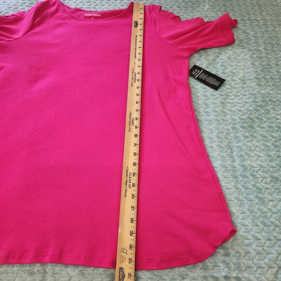 Woman Within Plus Size Cut-Out Sleeve Tunic Raspberry Sorbet 14/16 Round Hem - Picture 7 of 11